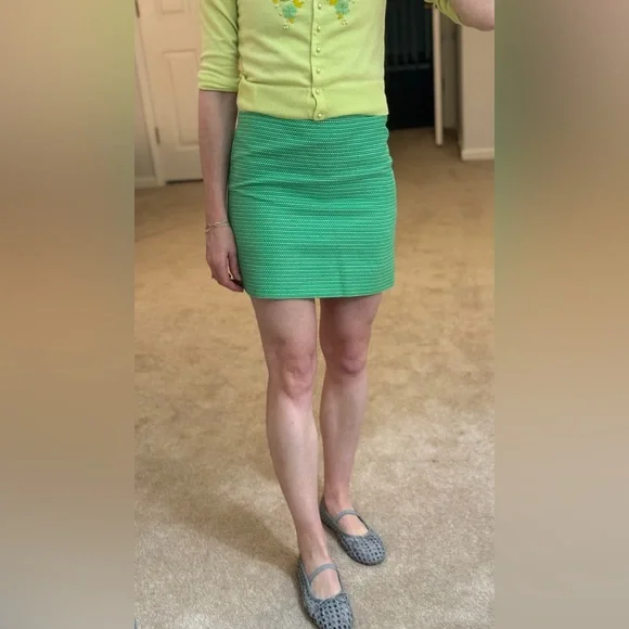 J. Crew Kelly Green Tweed Texture Women's Mini Skirt Size 0 - Picture 2 of 4